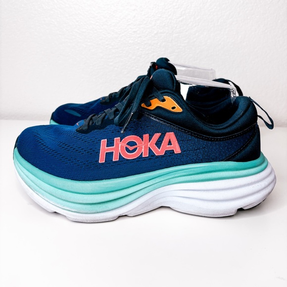 Hoka Shoes - HOKA ONE ONE Bondi 8 Outer Space Bellwether Blue Women Comfort Sneaker 7.5D Wide